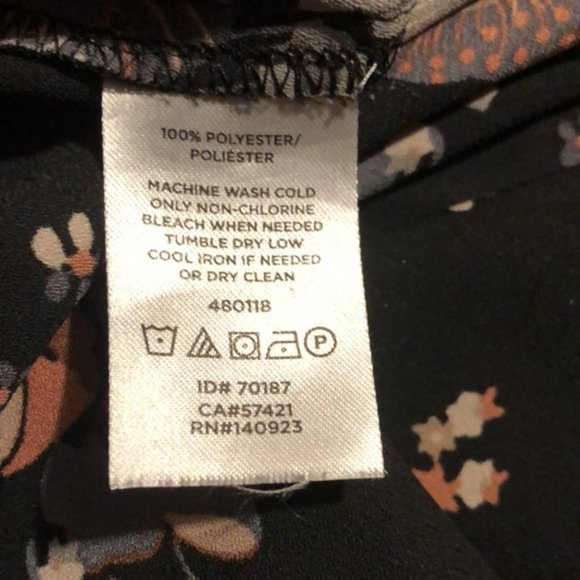 LOFT Petite Blouse, Floral on Black Background, Double Buttons - Picture 8 of 9